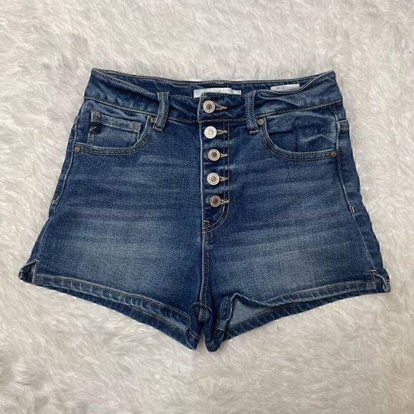 KanCan High Rise Blue Jean Shorts Button Fly Size 3 / 25 - Picture 1 of 9